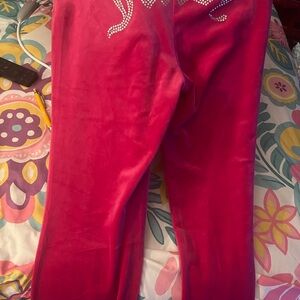 Juicy Couture Pink Track Pants with Rhinestone Detail